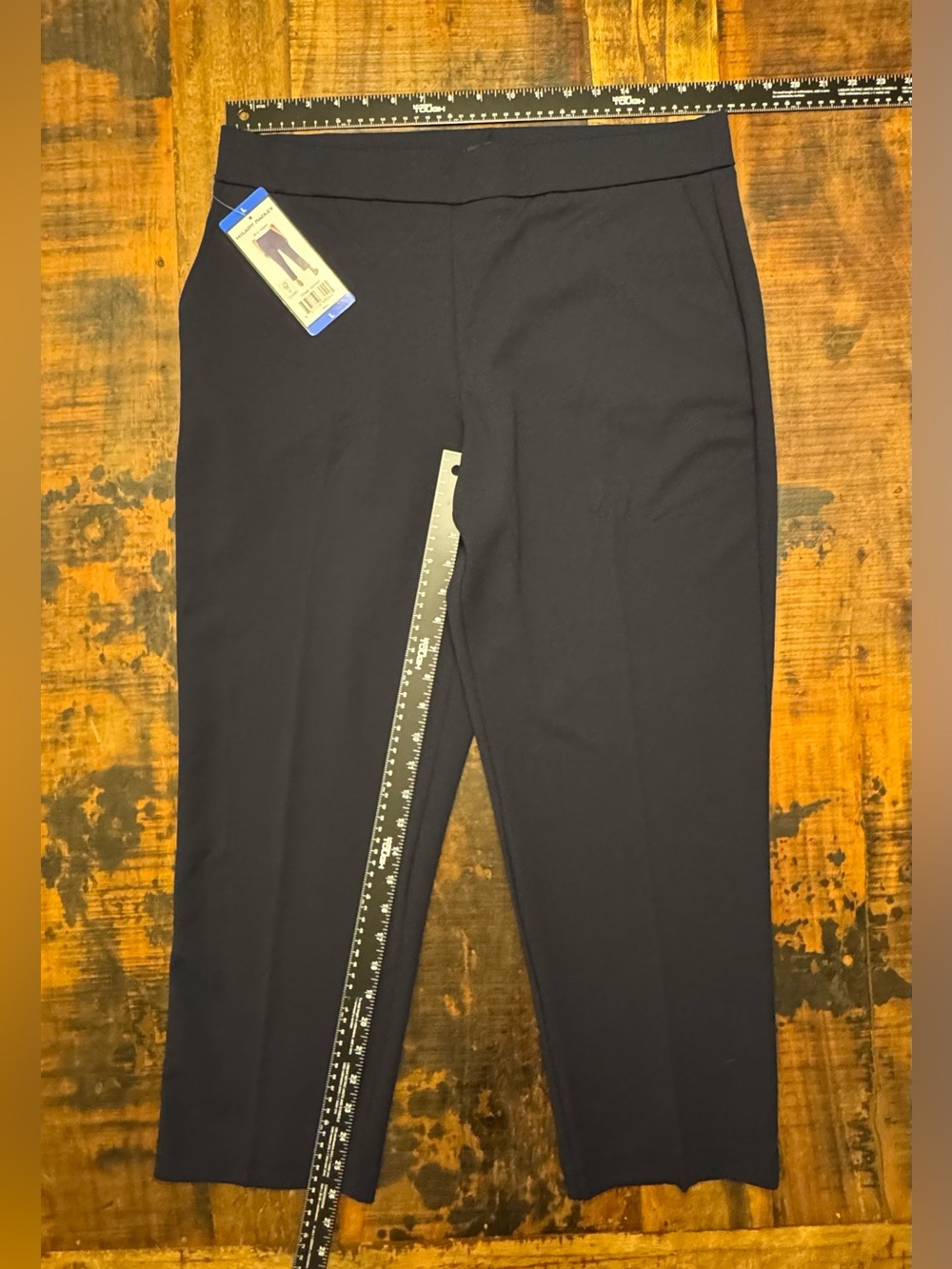 Hilary Radley Navy Crepe Pull-on Pants L NWT